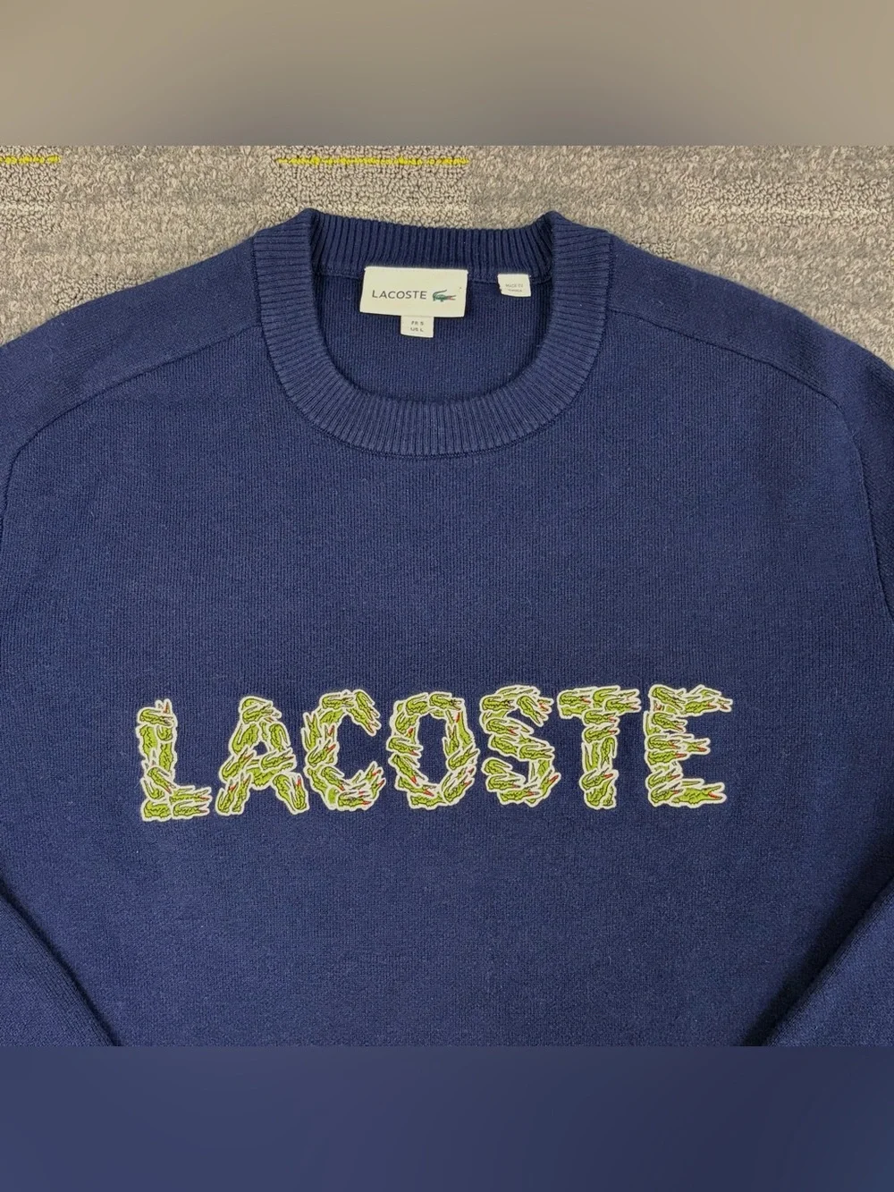Lacoste Croco Magic Embroidery Wool Sweater Logo Size L Preppy Limited Edition